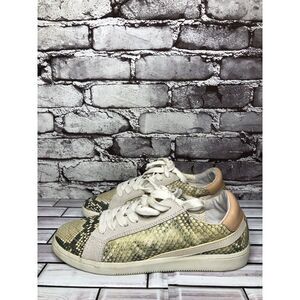 Dolce Vita Zina Bone Multi Snake Print Leather Low Top Sneakers Women Sz 8.5M US
